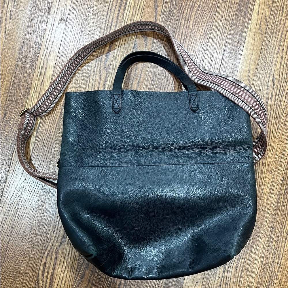 Madewell Black Leather Tote Bag